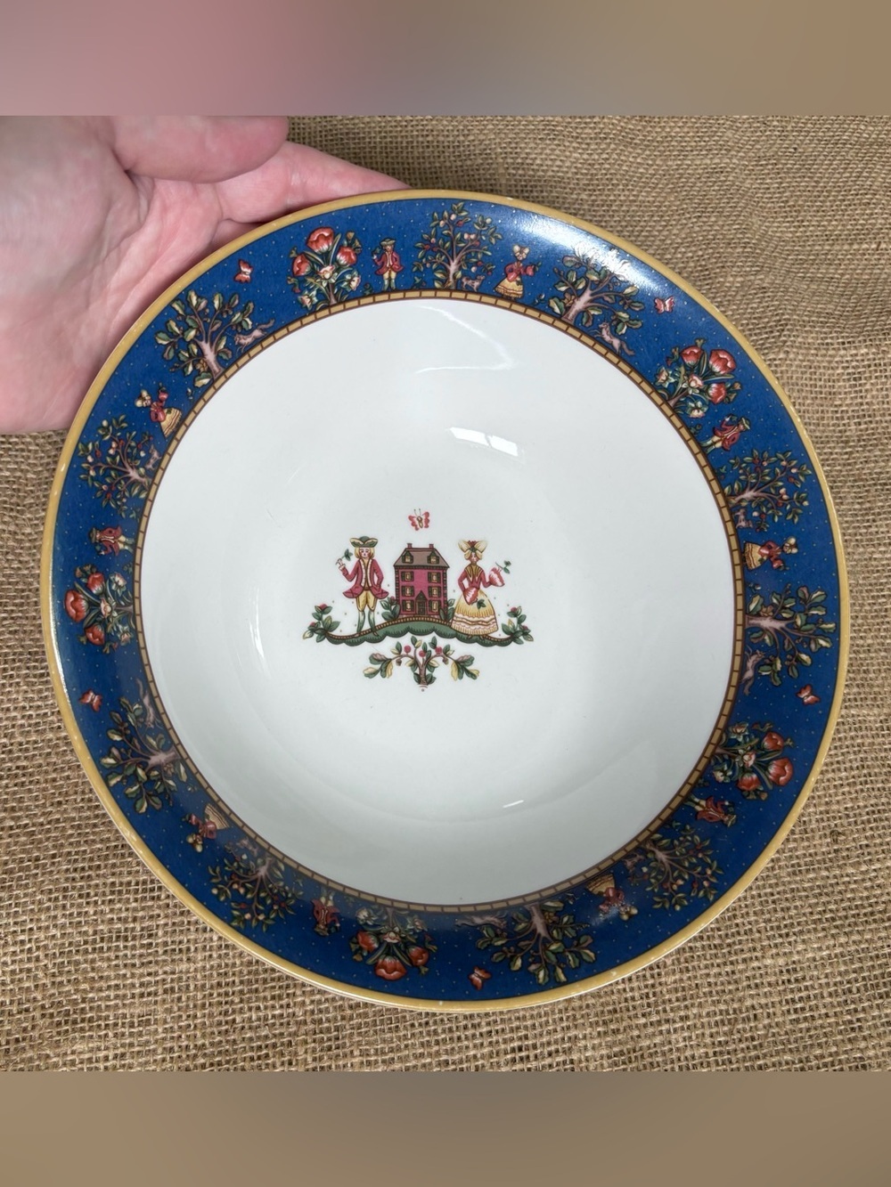 Vintage Domestications Small Colonial Serving Bowl Floral Tree Rim Cottagecore